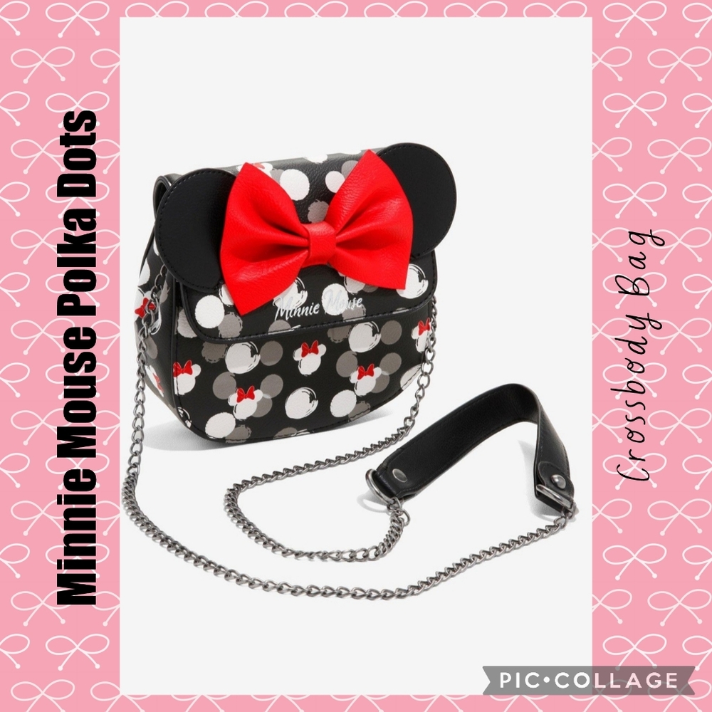 Loungefly Minnie Mouse Crossbody Bag - Black, White, Red